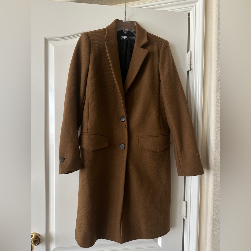 Zara Women's Tan Wool Blazer Coat